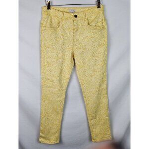Eric Women's Pants Size 8 Yellow Print Slim Leg  Ankle Casual Pants